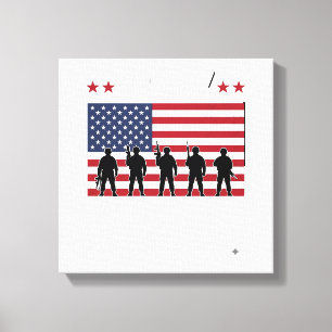 Happy Veterans Day Flag Silhouette Vector Design_1 Canvas Print