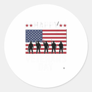 Happy Veterans Day Flag Silhouette Vector Design_1 Classic Round Sticker
