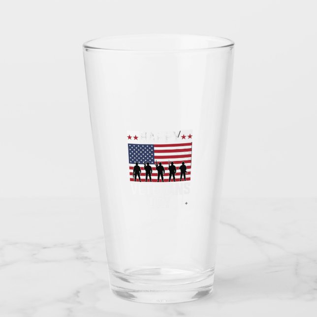 Happy Veterans Day Flag Silhouette Vector Design_1 Glass (Front)