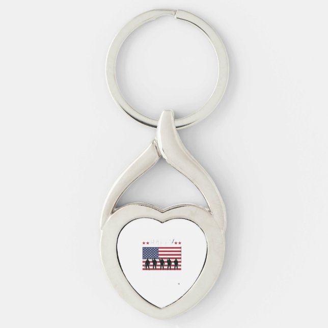 Happy Veterans Day Flag Silhouette Vector Design_1 Key Ring (Front)