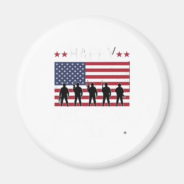 Happy Veterans Day Flag Silhouette Vector Design_1 Magnet (Front)