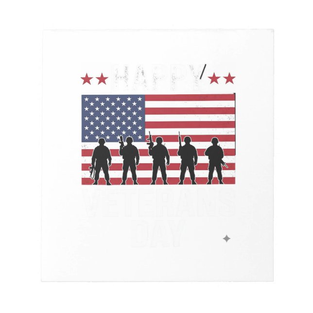 Happy Veterans Day Flag Silhouette Vector Design_1 Notepad (Front)