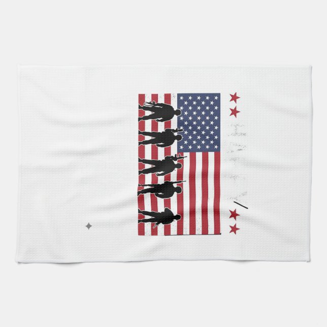 Happy Veterans Day Flag Silhouette Vector Design_1 Tea Towel (Horizontal)