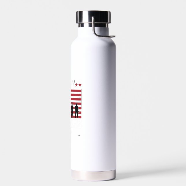 Happy Veterans Day Flag Silhouette Vector Design_1 Water Bottle (Left)
