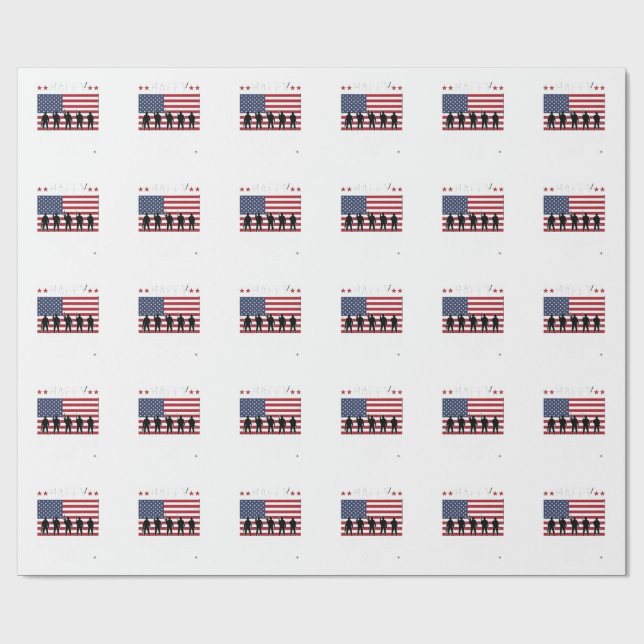 Happy Veterans Day Flag Silhouette Vector Design_1 Wrapping Paper (Flat)