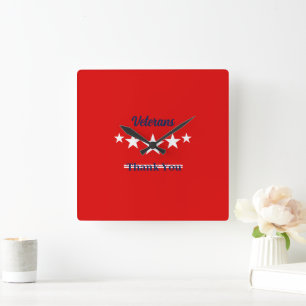 Happy Veterans Day Square Wall Clock