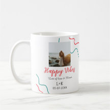Happy Vibes holiday couple name date wedding red 