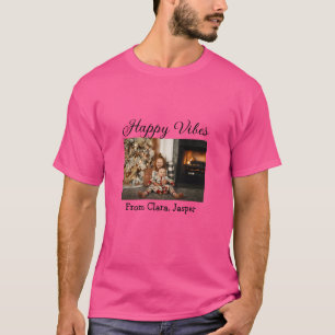 Happy vibes kids family Christmas photo Invitation T-Shirt