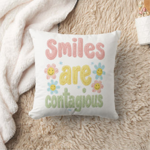 Happy Vibes Retro Smiles Are Contagious Cushion