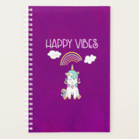 Happy Vibes Typography Cute Smiling Unicorn