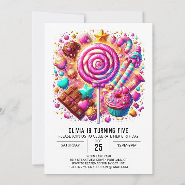 Happy Vibrant Candyland Digital Birthday Invitation (Front)