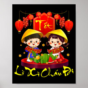 Happy Vietnamese Lunar New Year Tet Holiday Li Xi  Poster