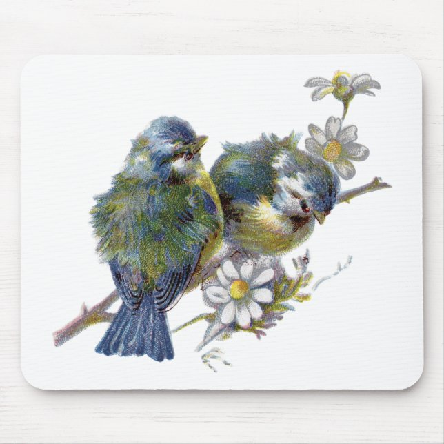 Happy Vintage Birds Mouse Pad (Front)