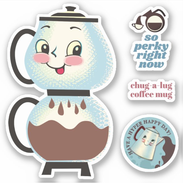 Happy vintage retro coffee pot percolator (Front)