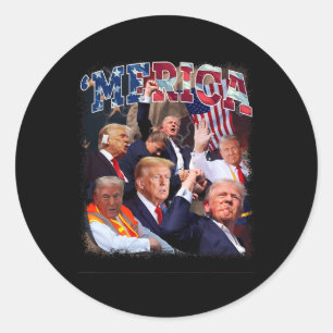 Happy Vintage Trump 4th Of July Patriotic American Classic Round Sticker