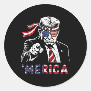 Happy Vintage Trump 4th Of July Patriotic Merica A Classic Round Sticker