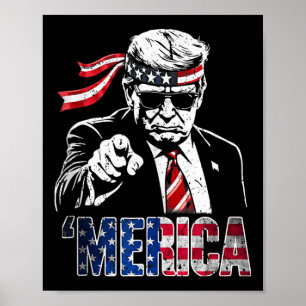 Happy Vintage Trump 4th Of July Patriotic Merica A Poster