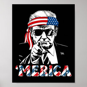 Happy Vintage Trump 4th Of July Patriotic merica A Poster