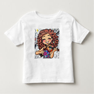 Happy Violin Girl Cartoon for Music Lovers Toddler T-Shirt