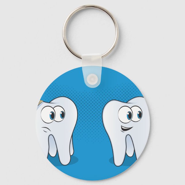 Happy vs Sad Tooth Dental Care Key Ring (Front)