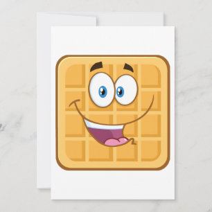 Happy Waffle Kawaii Smiling Breakfast Food Invitation