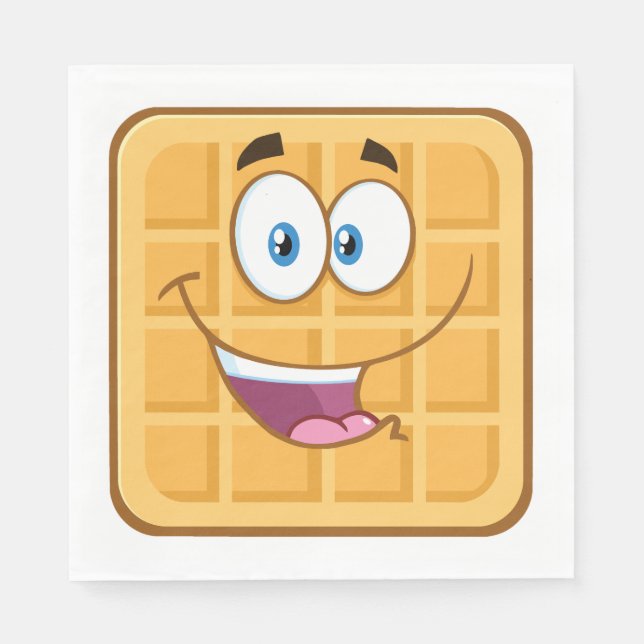 Happy Waffle Kawaii Smiling Breakfast Food Napkin (Front)