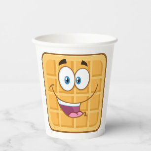 Happy Waffle Kawaii Smiling Breakfast Food Paper Cups