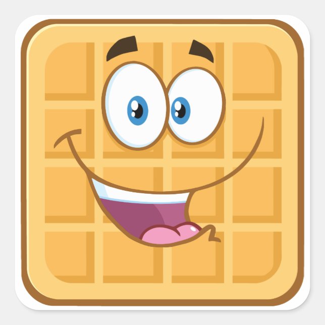 Happy Waffle Square Sticker (Front)