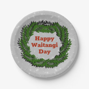 Happy Waitangi Day Fern New Zealand Small 9" Paper Plate
