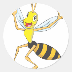 Happy Wasp Insect Classic Round Sticker