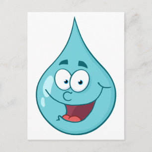 Happy Water Drop Cartoon Character Postcard