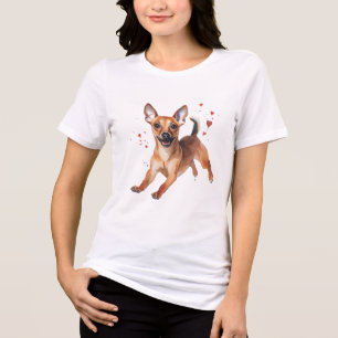 Happy Watercolor Chihuahua Mix Playful Puppy Dog Tri-Blend Shirt