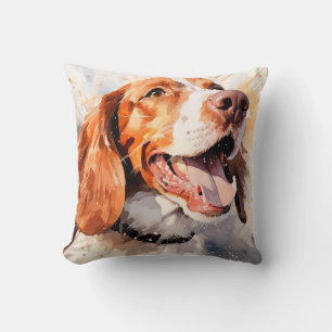 Happy Watercolor Dog Art Print Cushion