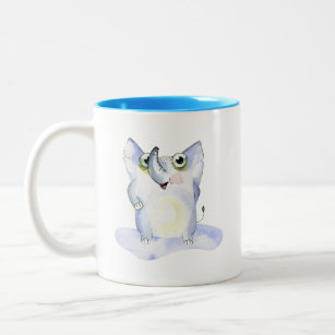 Happy Watercolor Elephant Collectable Two-Tone Coffee Mug