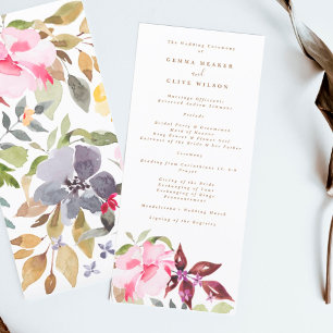 Happy Watercolor Florals Wedding Ceremony Programme