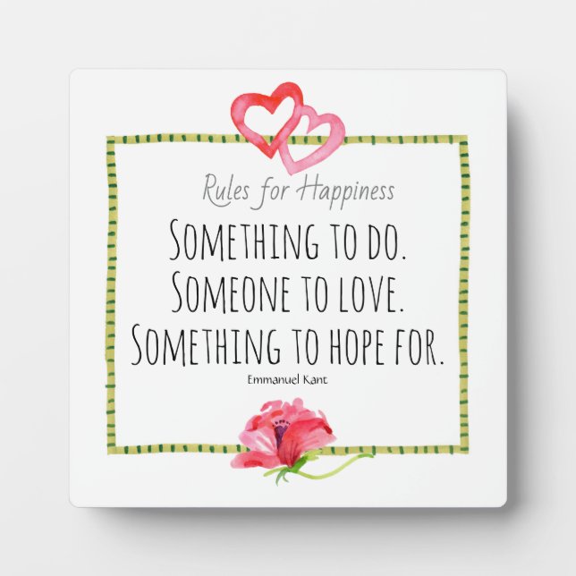 Happy Watercolor Hearts/Poppy Inspirational Plaque (Front)