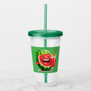 🍉 Happy Watermelon Summer Drink Charm 🍉 Acrylic Tumbler