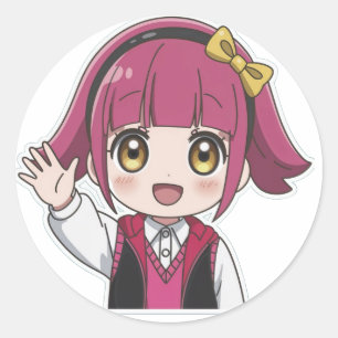 "Happy Wave Anime Sticker" Classic Round Sticker