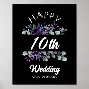 HAPPY WEDDING ANNIVERSARY BLOSSOM COUPLE GIFT POSTER