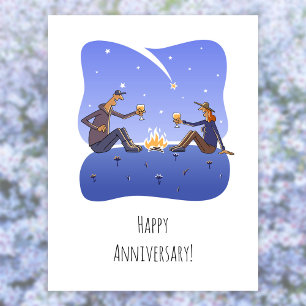 Happy Wedding Anniversary Campfire Couple Postcard