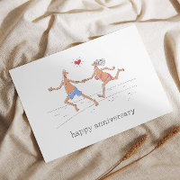 Happy Wedding Anniversary Couple Beach Red Heart