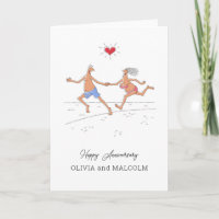 Happy Wedding Anniversary Couple Beach Sea Heart