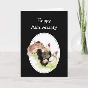 Happy Wedding  Anniversary Farm, Country Chicken Card