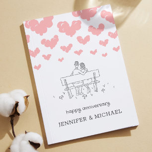 Happy Wedding Anniversary Married Couple Hearts Card