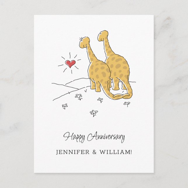 Happy Wedding Anniversary Married Dinosaurs Card (Front)
