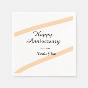 Happy wedding anniversary orange pastel lines name napkin