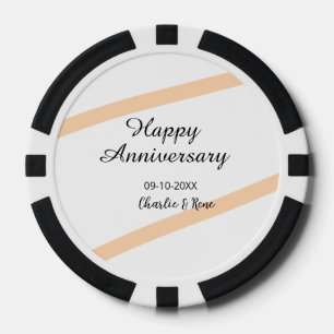 Happy wedding anniversary orange pastel lines name poker chips