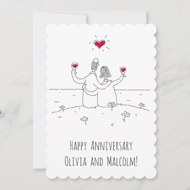 Happy Wedding Anniversary Red Heart Married Card (Front)
