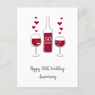 Happy Wedding Anniversary Red Wine Heart Card