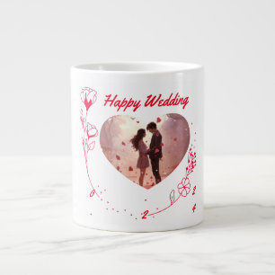 Happy Wedding couple photo personalised coffee mug